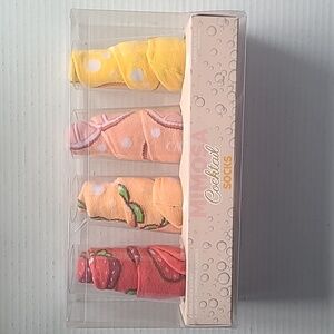 NIB 4-Pack of Mimosa Cocktail Socks with Acrylic Champagne Glasses - Multicolor